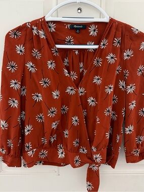 Madewell Blouse XS | NWOT Silk Floral Wrap Cropped Daisy
